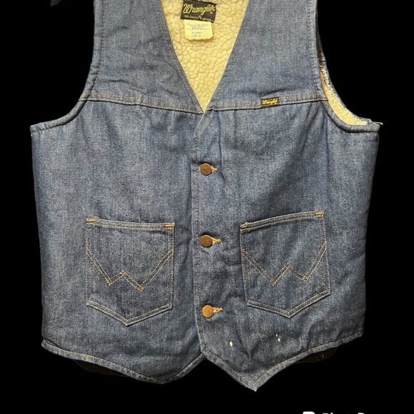 Vintage 80s 90s Wrangler Denim Sherpa Lined Vest M - Picture 7 of 7